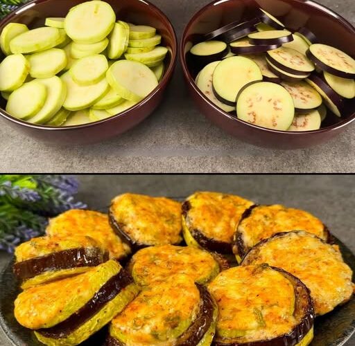 Käsehaltige gebackene Zucchini und Auberginen mit Dill-Joghurt-Sauce ...